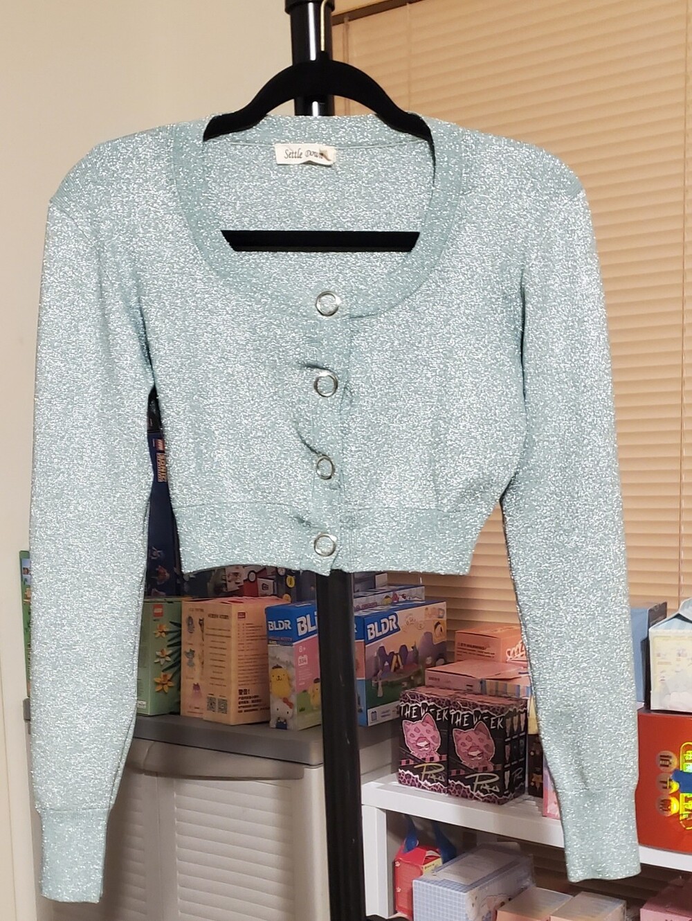 Mint Green Cropped Cardigan Sweater